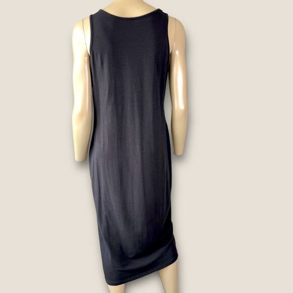 ASOS Sleeveless T Shirt Tank Midi Dress Modal Cotton Knit Size 12 Black Bodycon - Picture 3 of 12